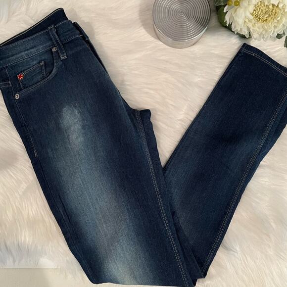 New Hudson Cotton Denim Medium Dark Wash Distressed Casual Skinny Jeans 24 NWOT - Picture 6 of 14